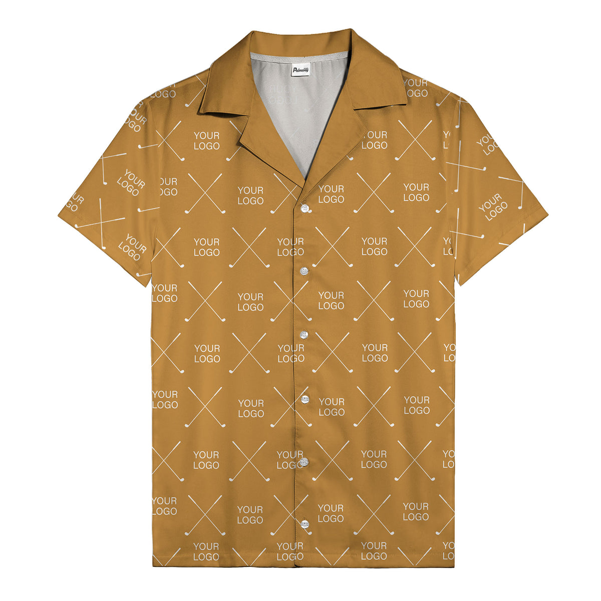 crossed golf clubs logo repeat pattern hawaiian shirt for men