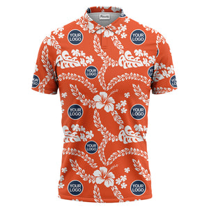 custom color tropical floral polo shirt | hibiscus & monstera leaf all-over print
