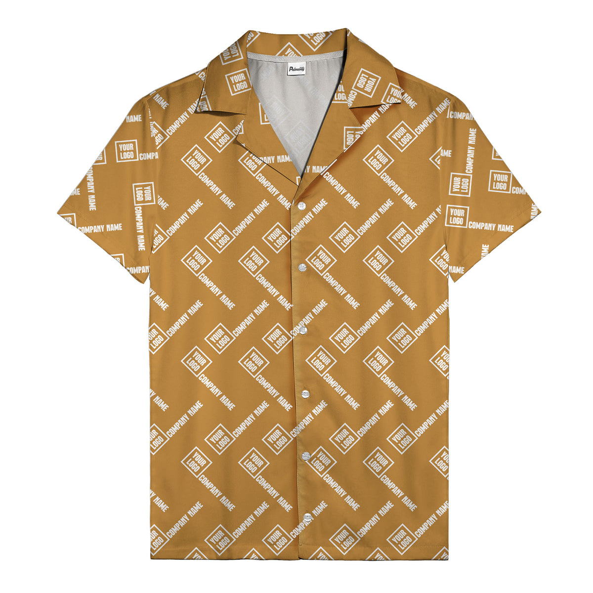 custom logo & company name repeat black hawaiian shirt for men