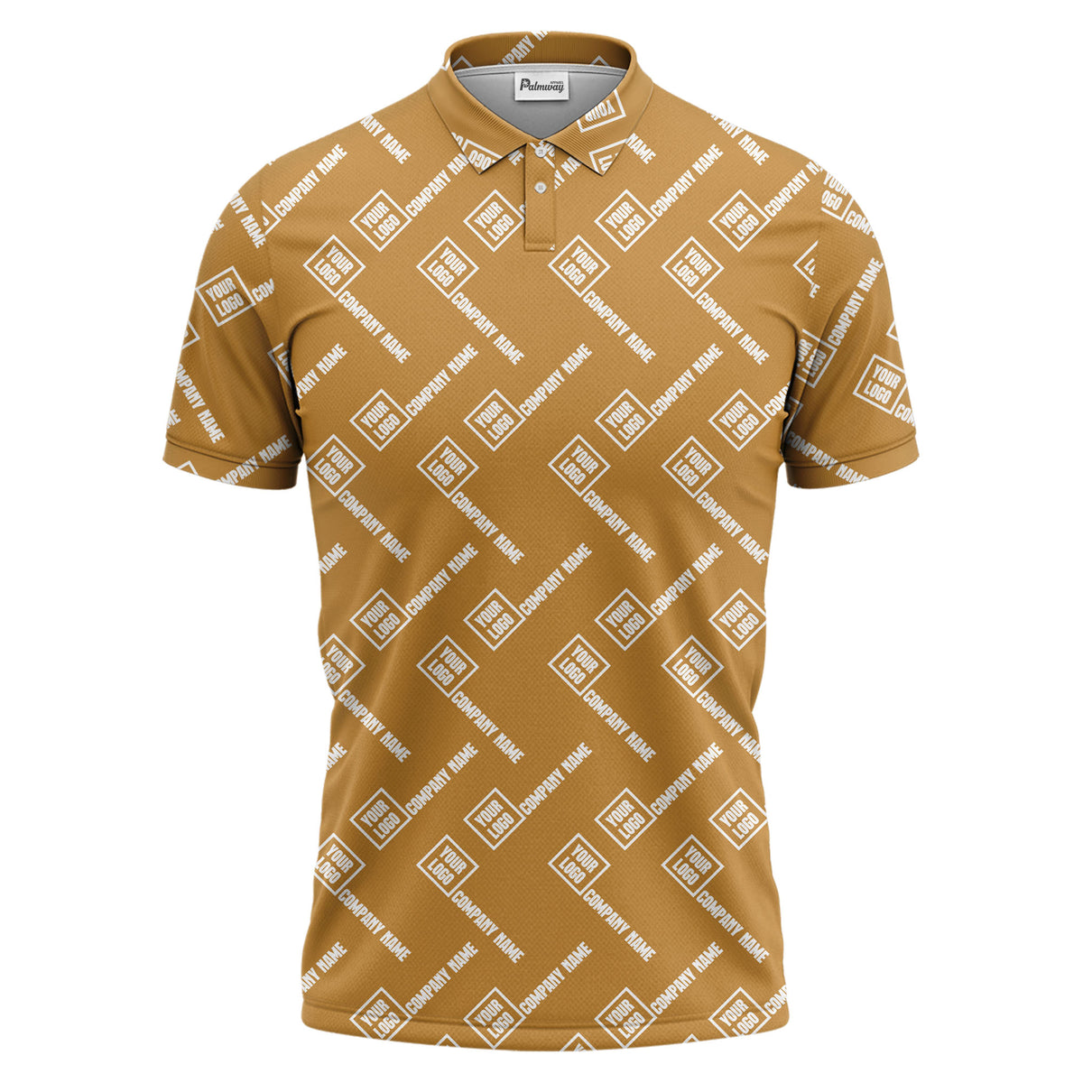 custom logo & company name repeat pattern black polo shirt for men