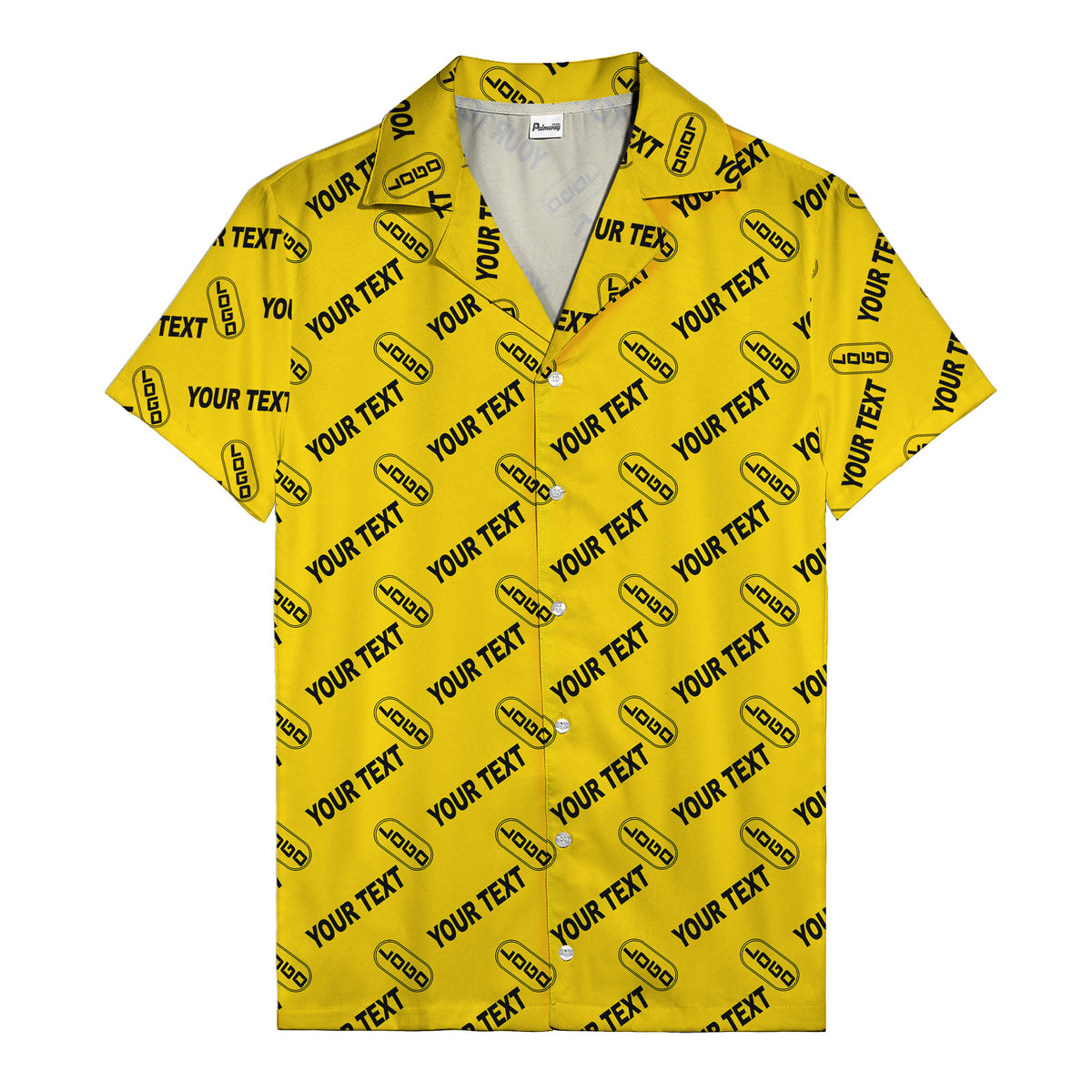 custom logo & editable text repeat pattern black hawaiian shirt