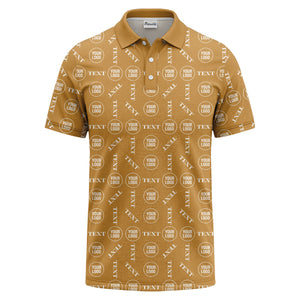 custom logo & text repeat all over print polo shirt