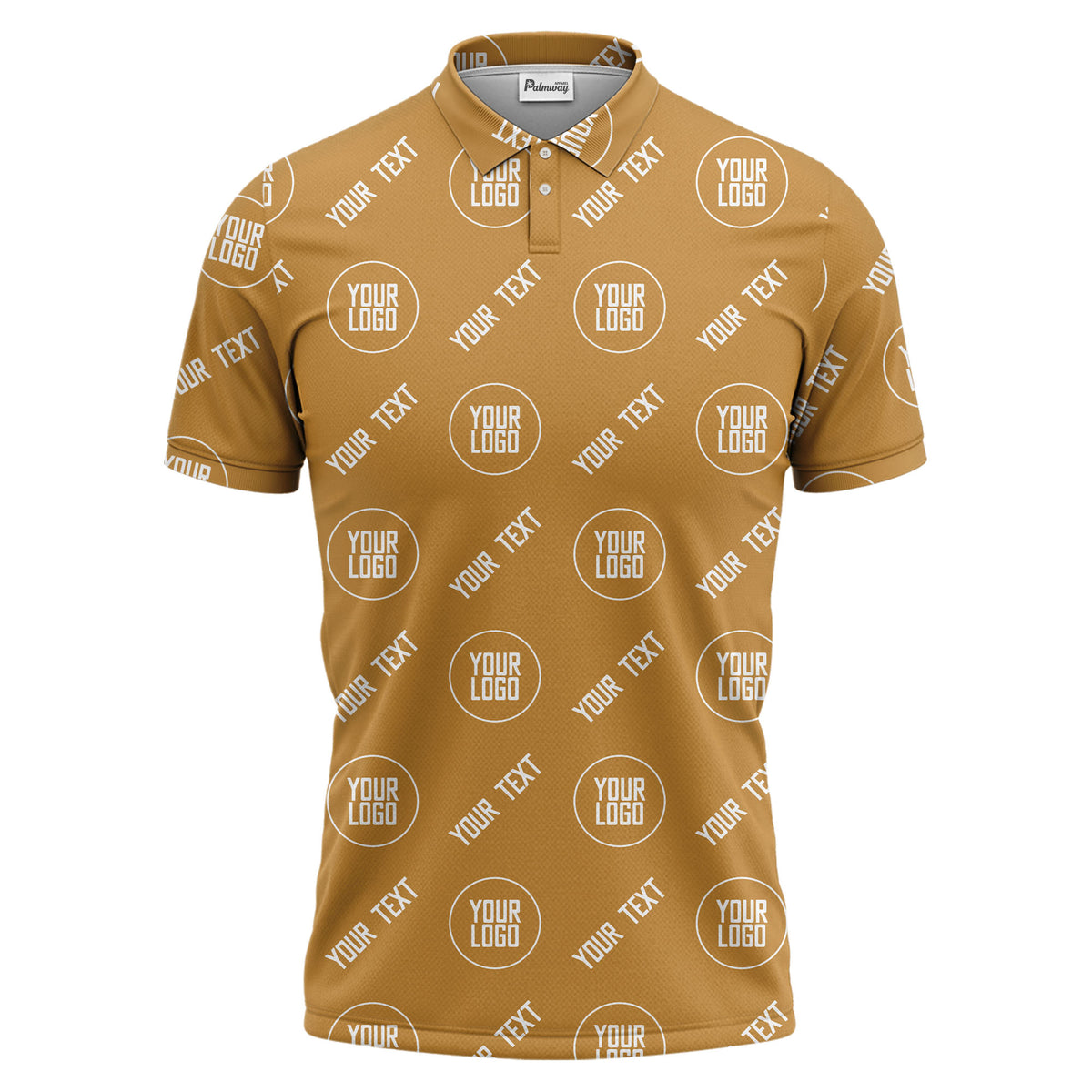custom logo & text repeat pattern black personalized polo shirt for men