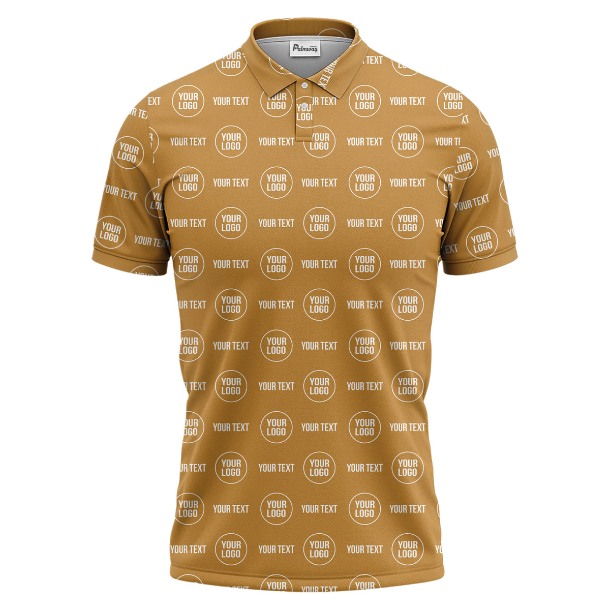 custom logo & text repeat pattern black polo shirt for men