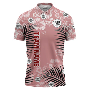 custom multi color tropical hibiscus palm leaf floral golf polo shirt for men