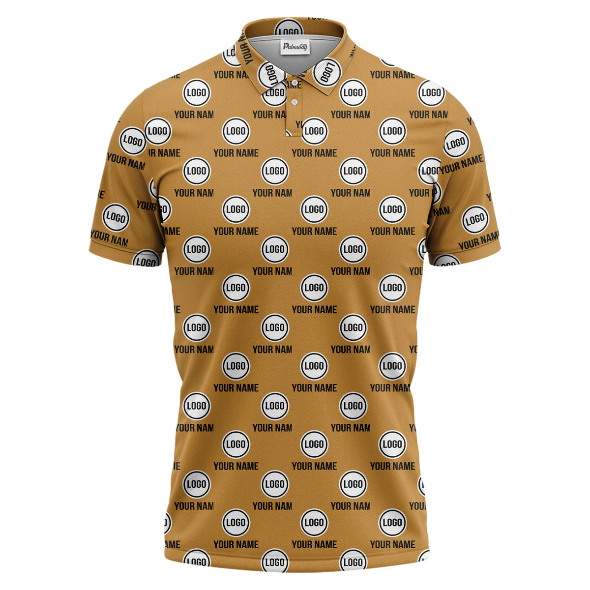 custom name & logo repeat circle pattern black polo shirt
