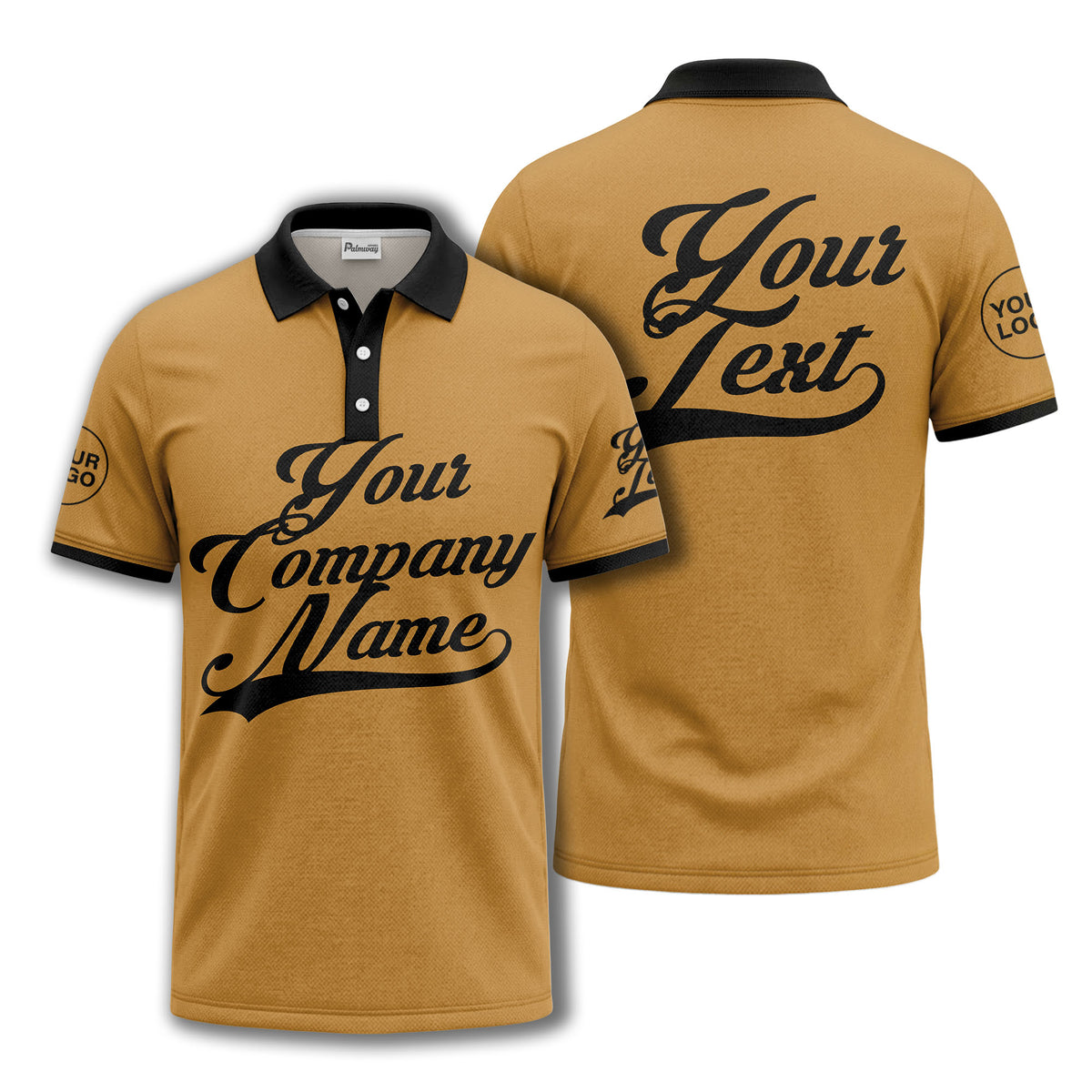 custom script logo corporate casual polo shirt for men