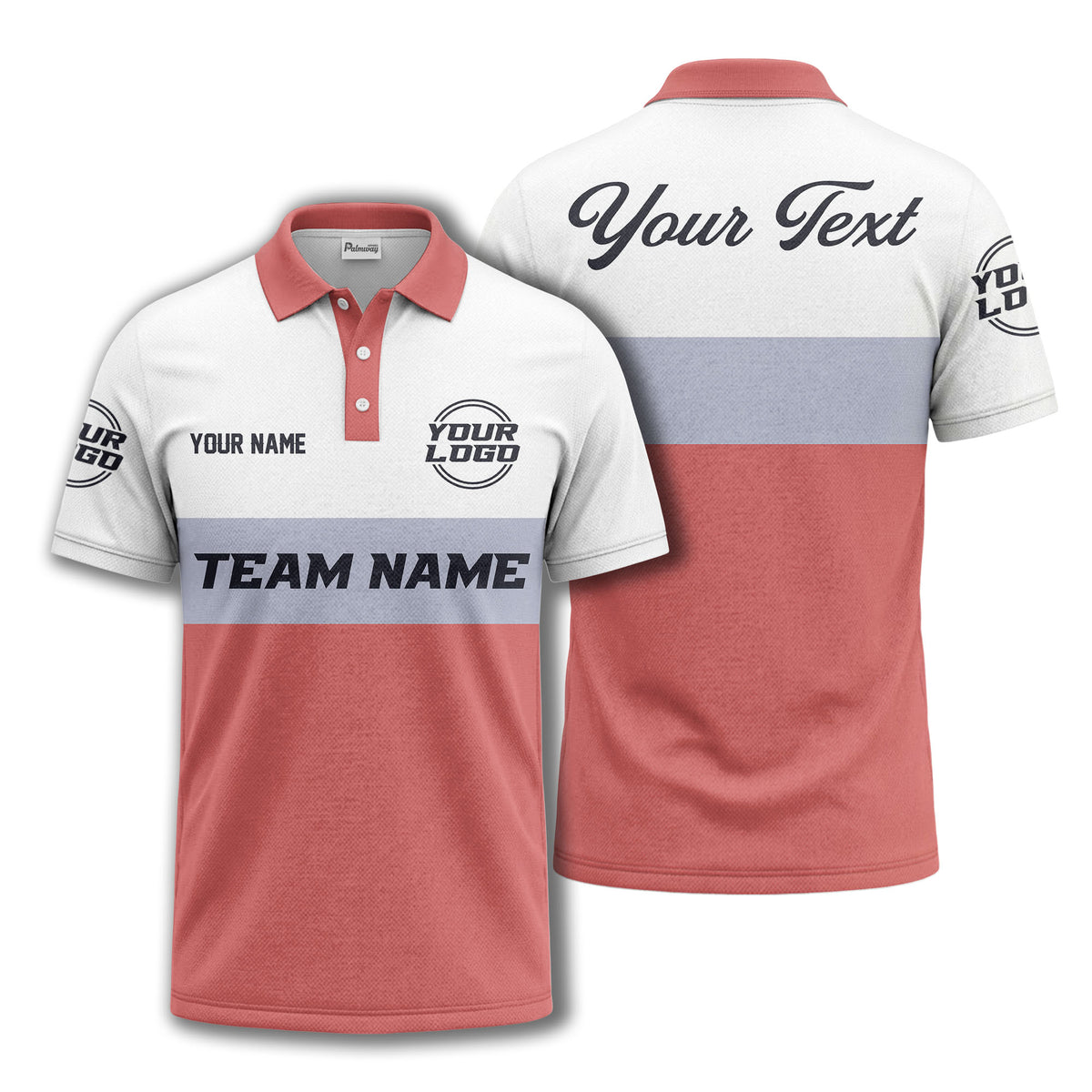 custom team name logo horizontal stripe polo shirt for men