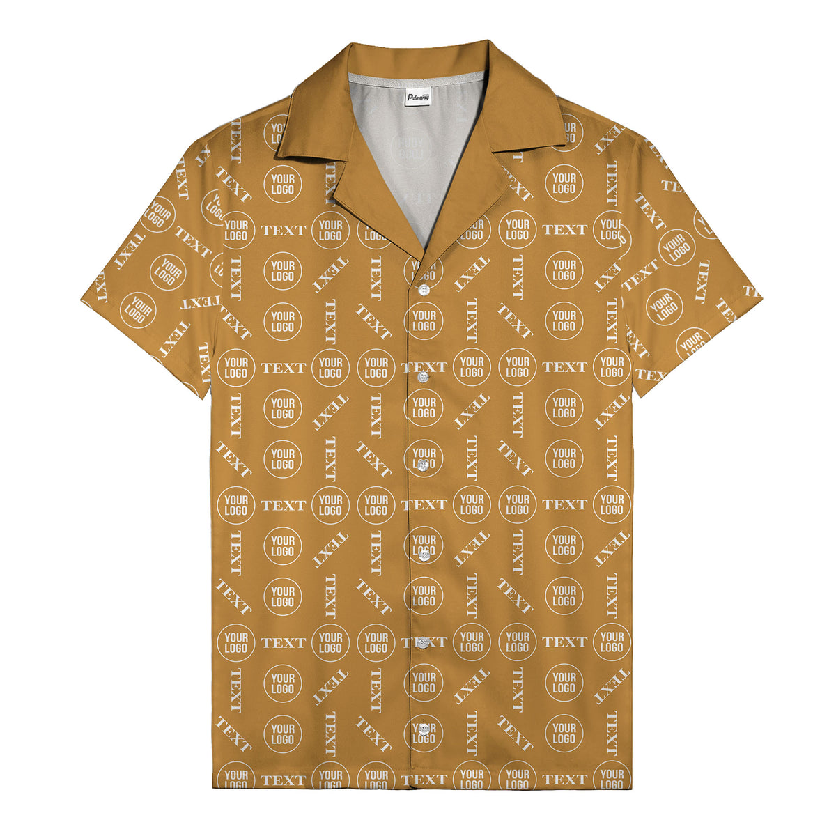 custom text & logo repeat pattern hawaiian shirt