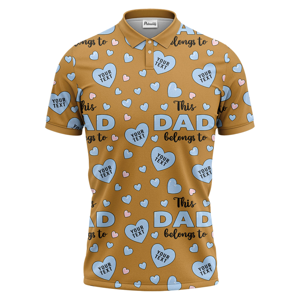 customizable hearts & text father's day all over print polo shirt for men