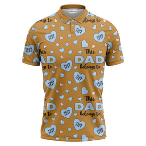 customizable hearts & text father's day all over print polo shirt for men
