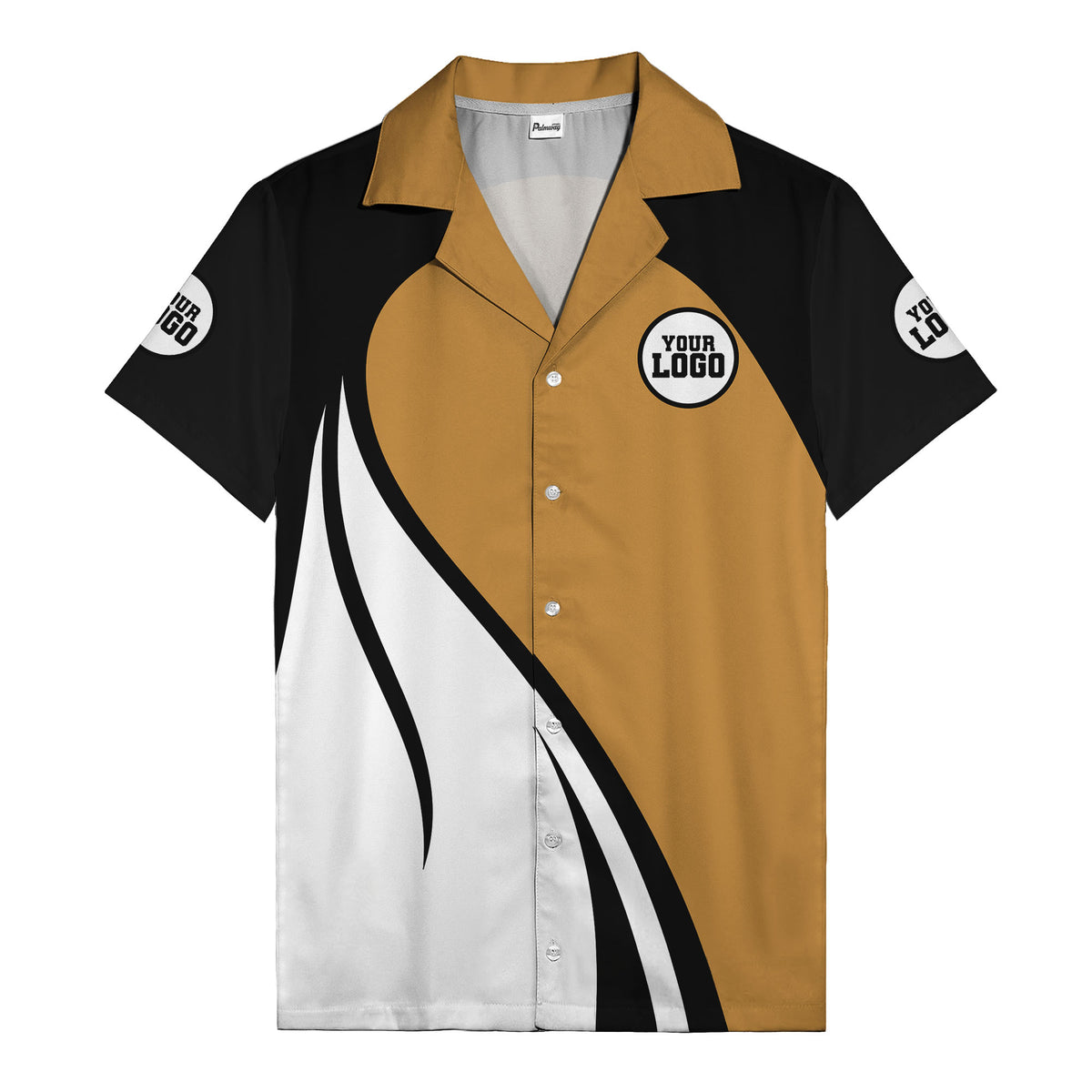 diagonal stripe custom logo retro bowling hawaiian shirt