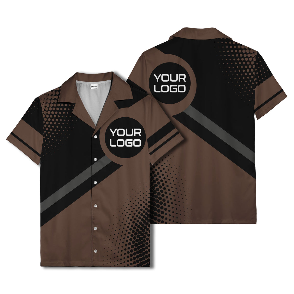 diagonal stripe logo modern hawaiian shirt