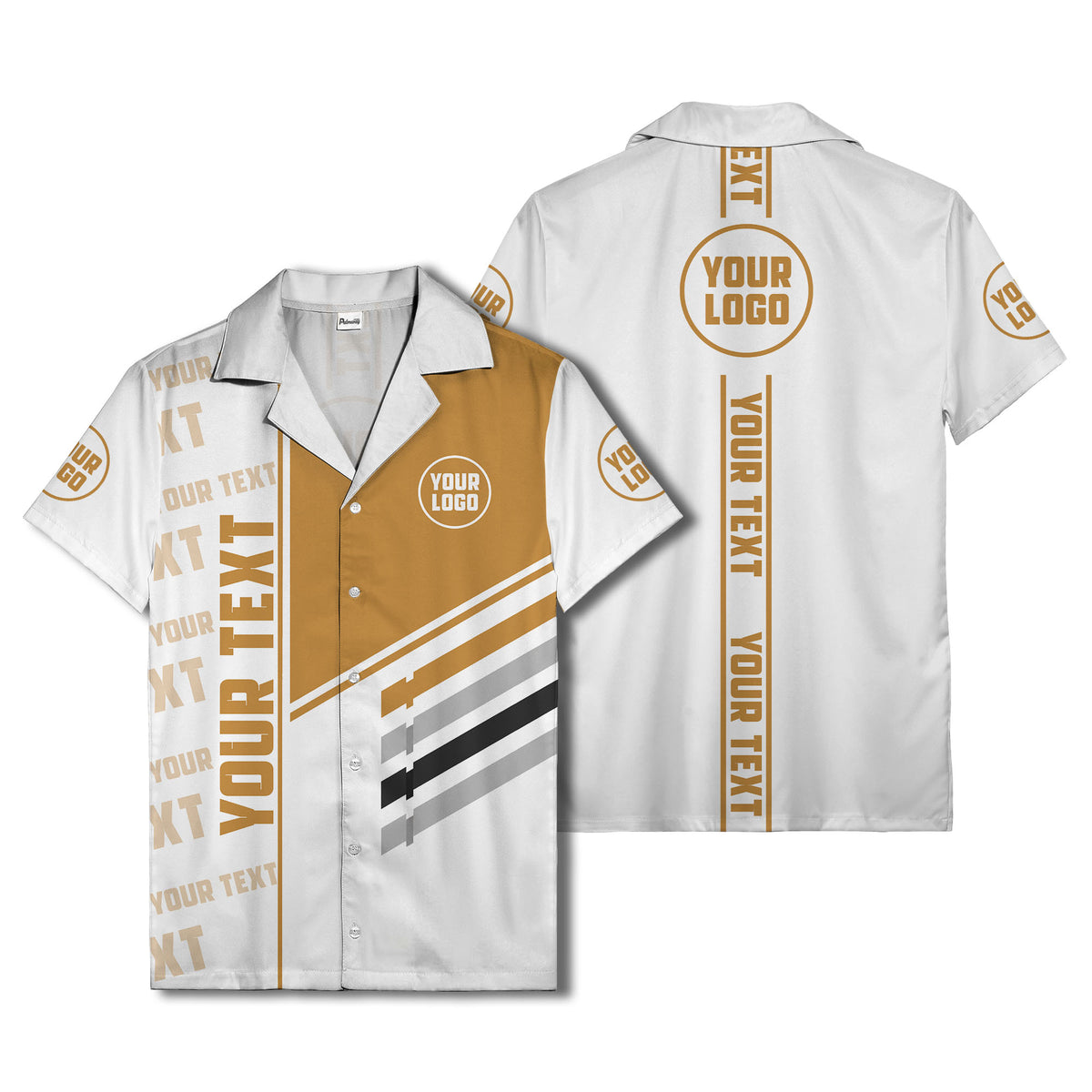 diagonal stripes custom logo repeat graphic hawaiian shirt
