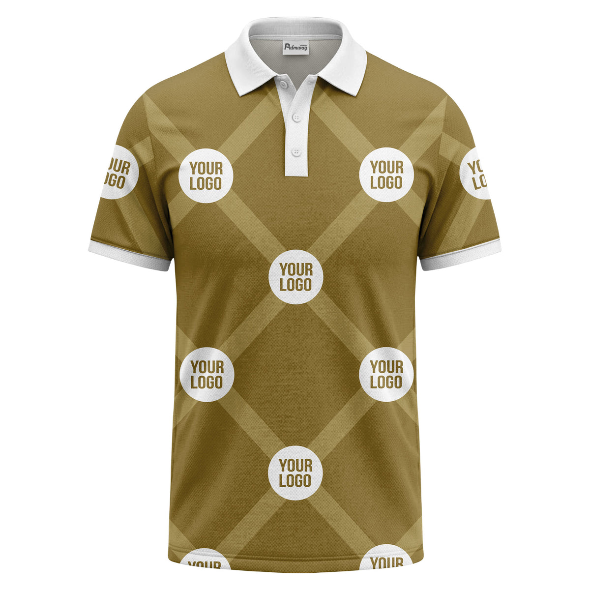 diagonal stripes & repeating custom logo polo shirt for men