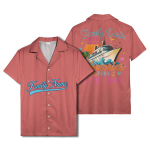 family name script & logo circle personalized hawaiian shirt