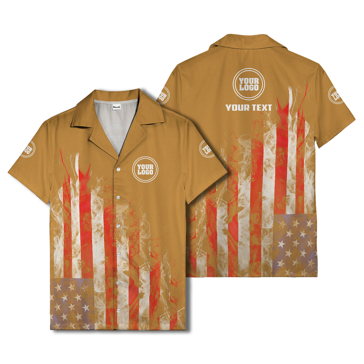 fiery bald eagle & stars stripes hawaiian shirt for men