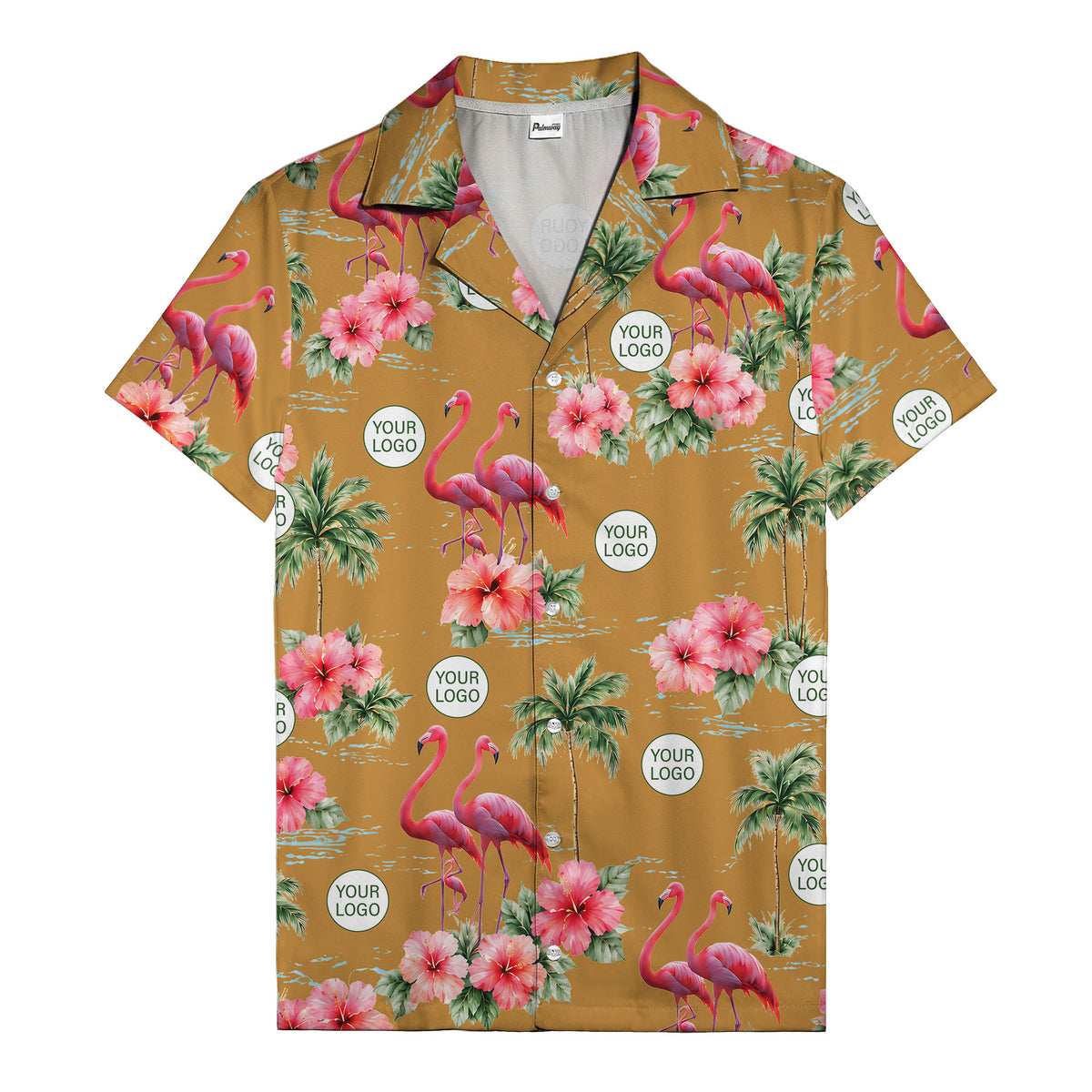flamingo silhouettes palm trees hibiscus hawaiian shirt for men
