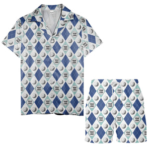 Geometric Golf Ball Aloha Hawaiian Shirt For Men