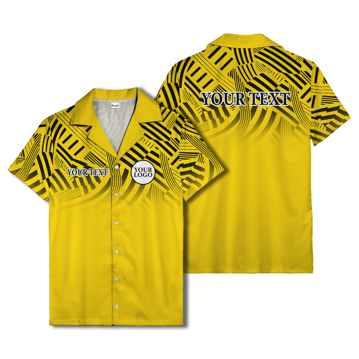 geometric waves & stripes abstract hawaiian shirt for men