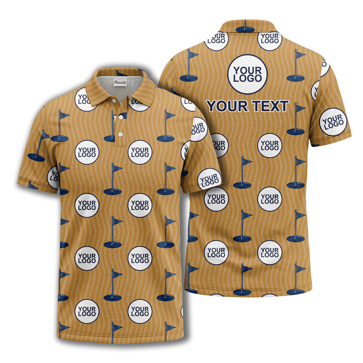 golf flag logo repeat pattern country club golf polo shirt