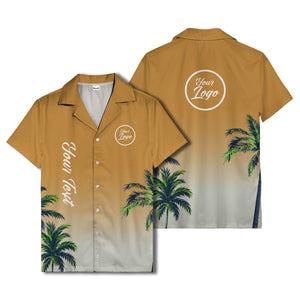 gradient palm tree silhouettes custom text hawaiian shirt for men