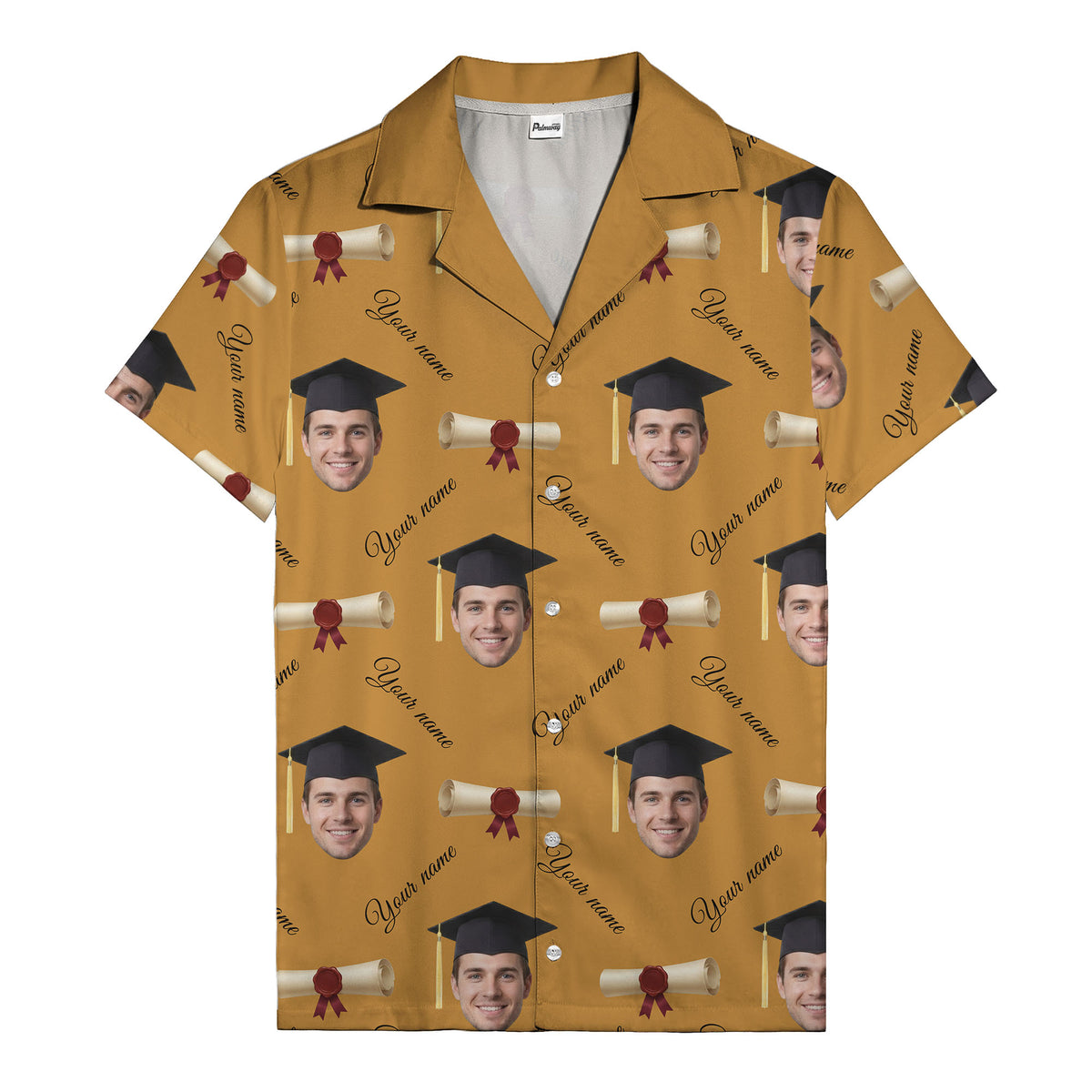 graduation caps diplomas & custom faces hawaiian shirt