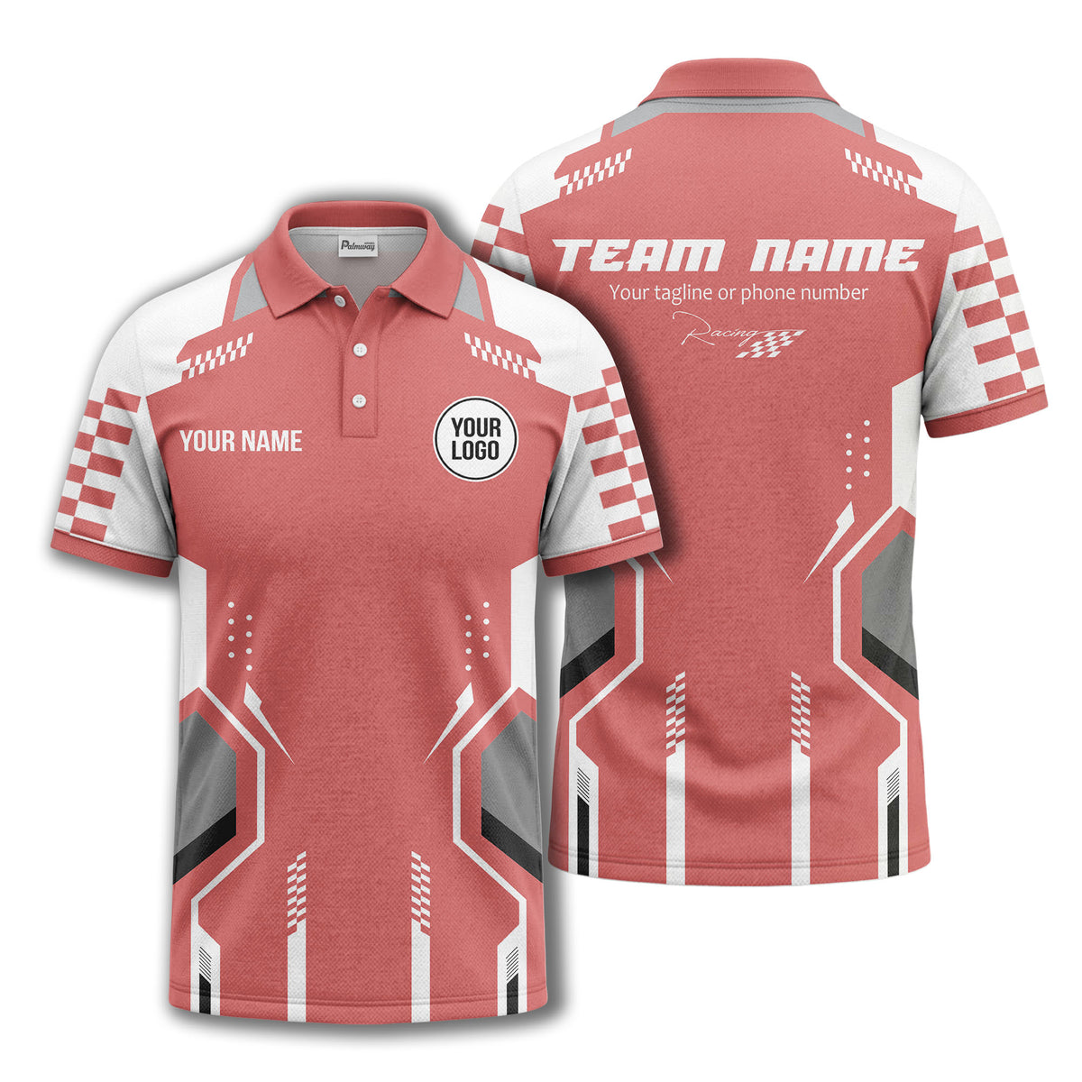 hexagonal checkerboard dots & lines modern geometric polo shirt