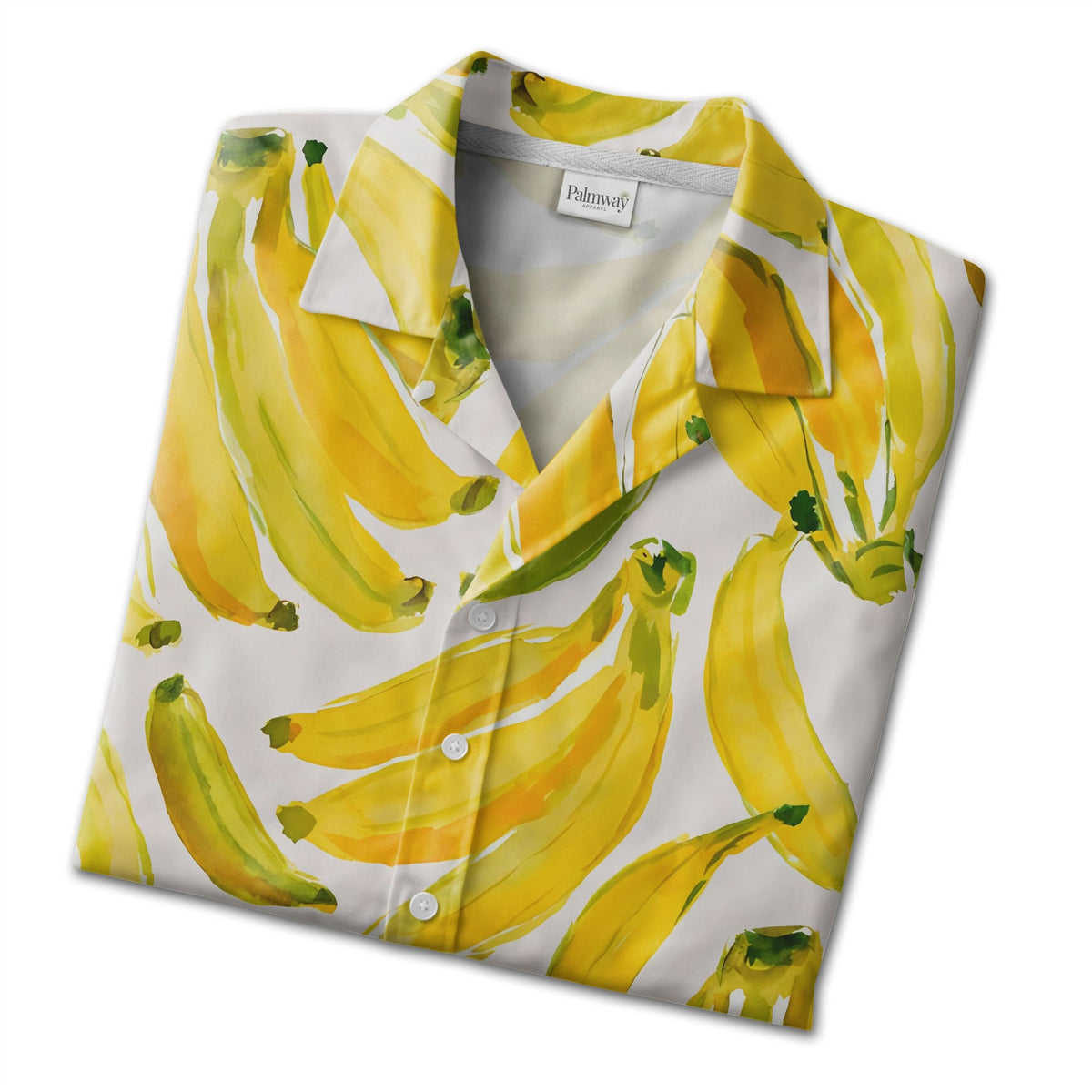 Illustrated Banana and Leaf Hawaiian Shirt on Charcoal Black