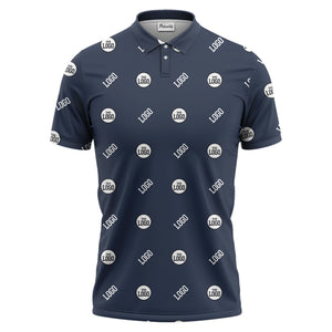 minimalist custom logo pattern polo shirt — clean repeating corporate design