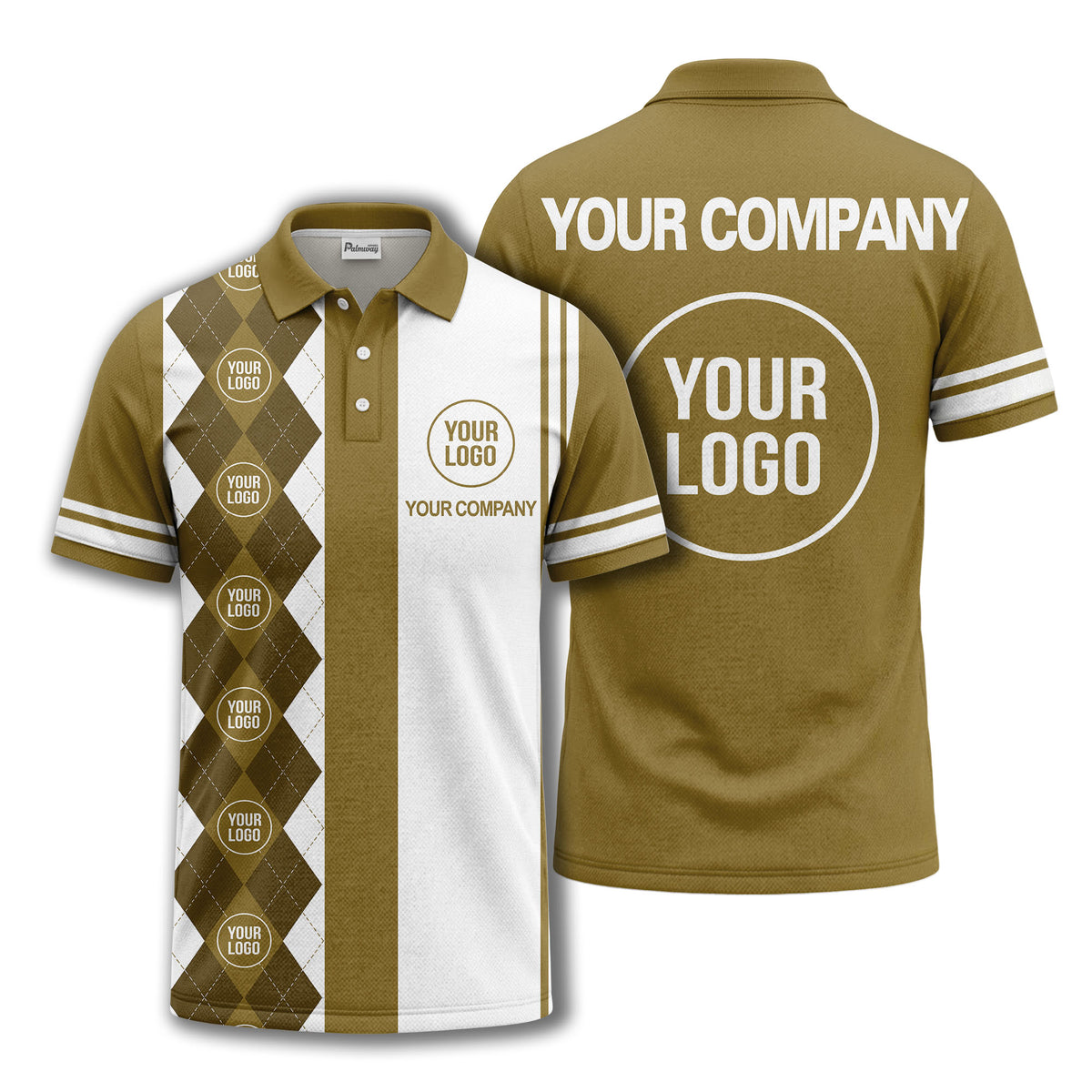 monochrome argyle diamond & custom logo polo shirt