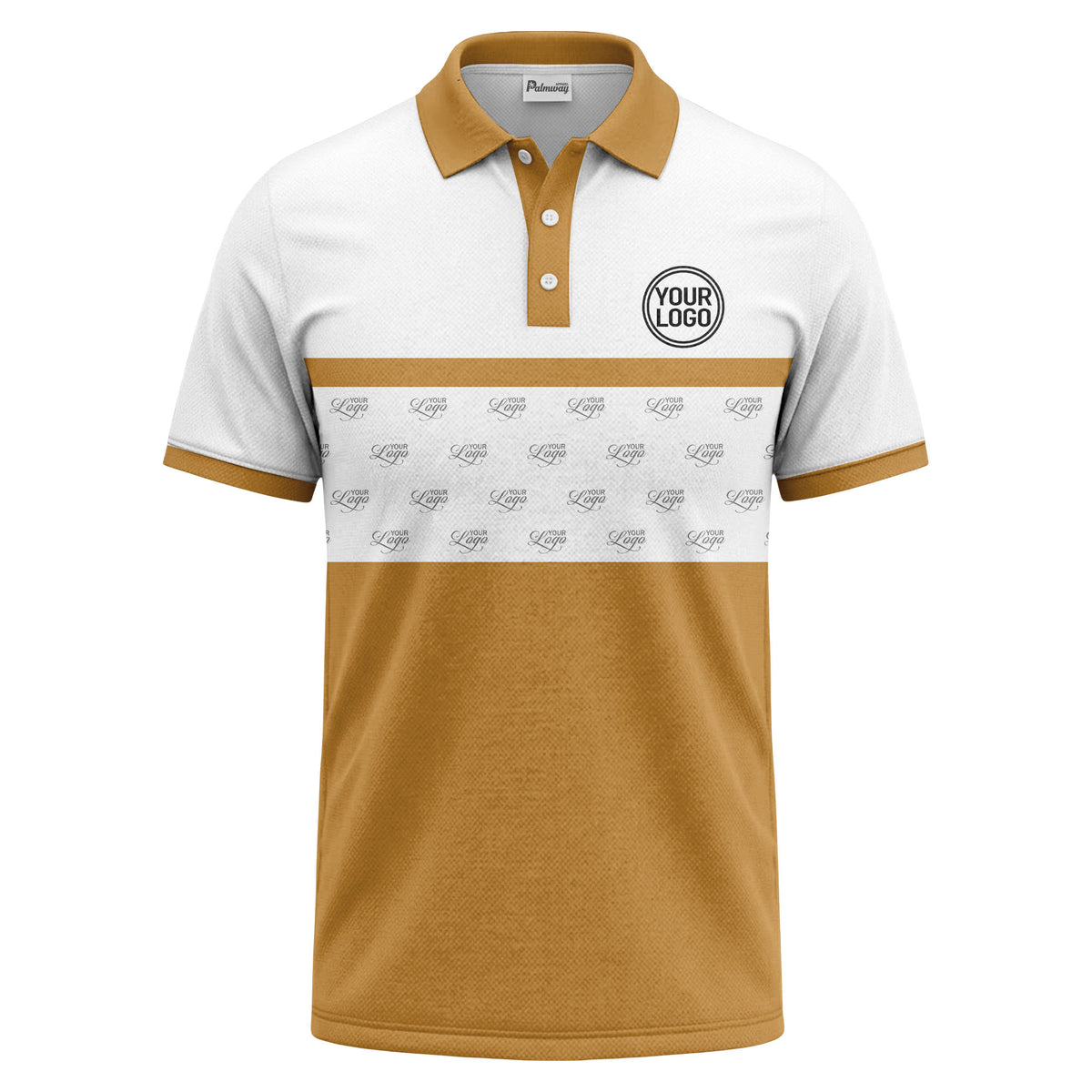 monochrome custom logo repeat stripe polo shirt for men