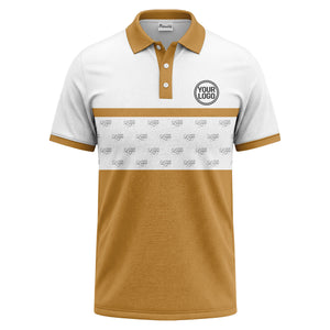 monochrome custom logo repeat stripe polo shirt for men