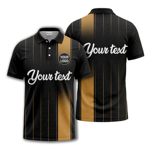 monochrome gradient vertical stripes with custom logo text polo shirt