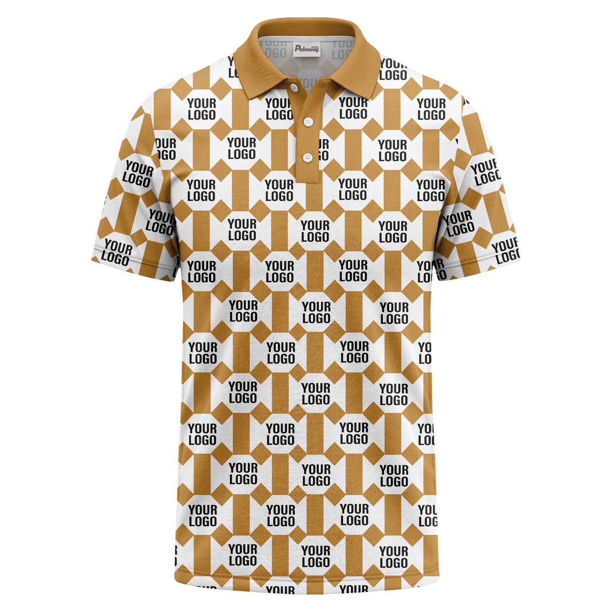 monochrome hexagon repeat custom logo geometric polo shirt for men