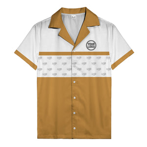 retro bowling custom logo repeat hawaiian shirt for men