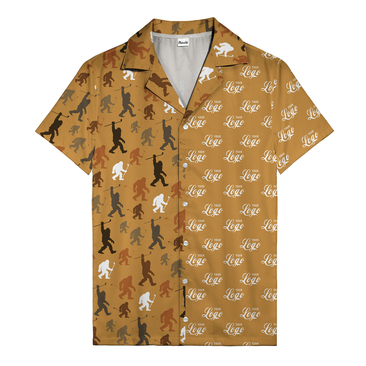 sasquatch golfers swinging clubs cartoon black hawaiian shirt for men
