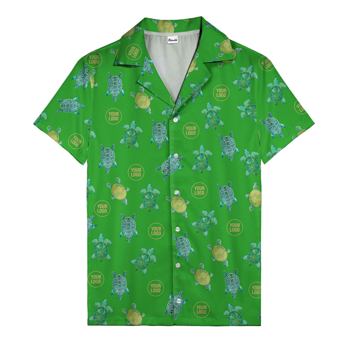 sea turtles and golden logo rings hawaiian shirt for men