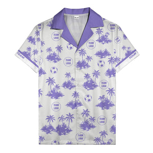 soccer balls & palm trees island repeat black white hawaiian shirt
