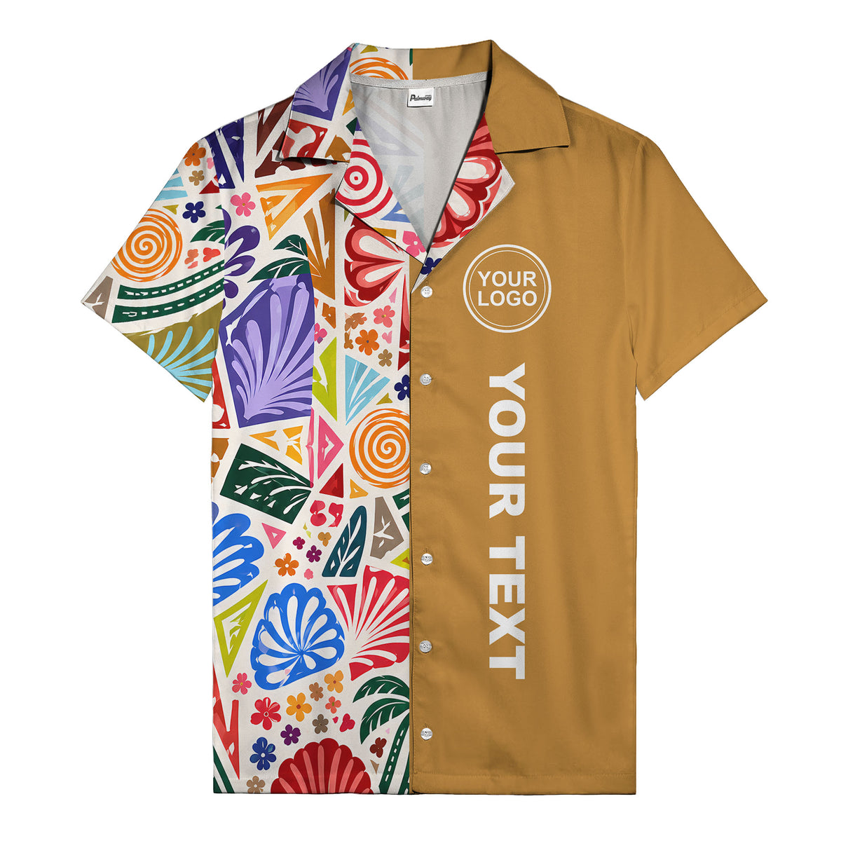 spiral motifs palm leaves hibiscus geometric hawaiian shirt for men