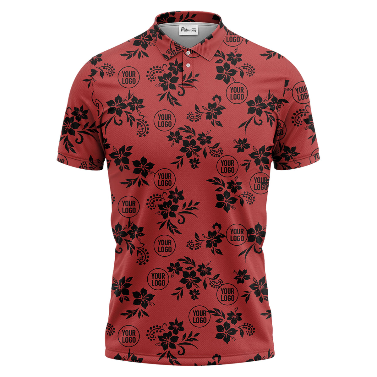 tropical floral leaves & circles polo shirt for island vibes