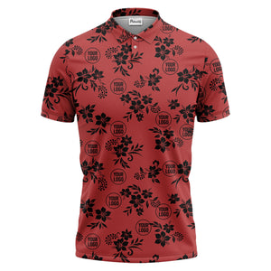 tropical floral leaves & circles polo shirt for island vibes