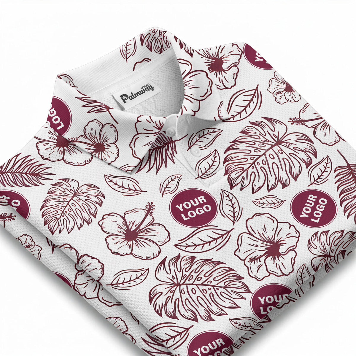 tropical illustrated floral leaves polo shirt for vacation vibes