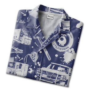 US Navy Utilitiesman Hawaiian Shirt - Military Tools Trucks We Build We Fight
