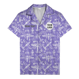 vintage airplane blueprint sketches propeller engine hawaiian shirt