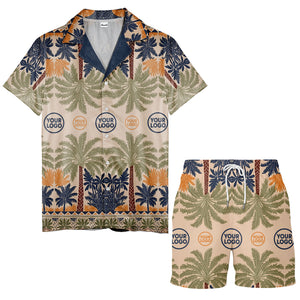 vintage illustrated palm tree oasis repeat hawaiian shirt
