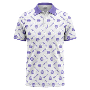 your name & logo repeat pattern all over print custom polo shirt