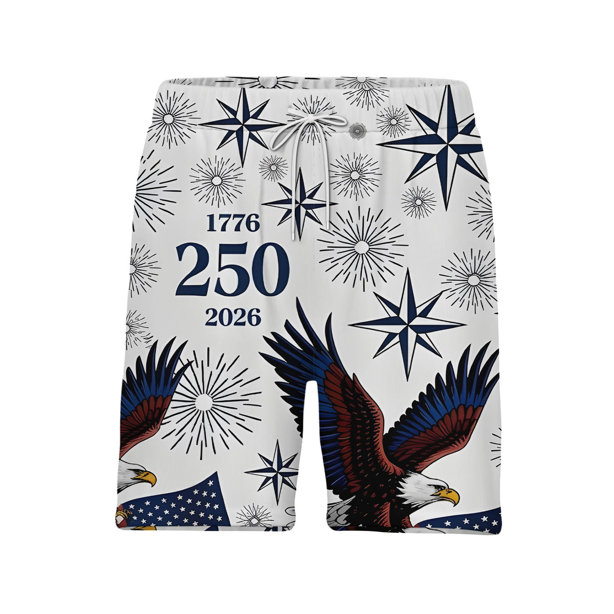 Bald Eagle American Flag Hawaiian Shirt - 4th of July Fireworks Print