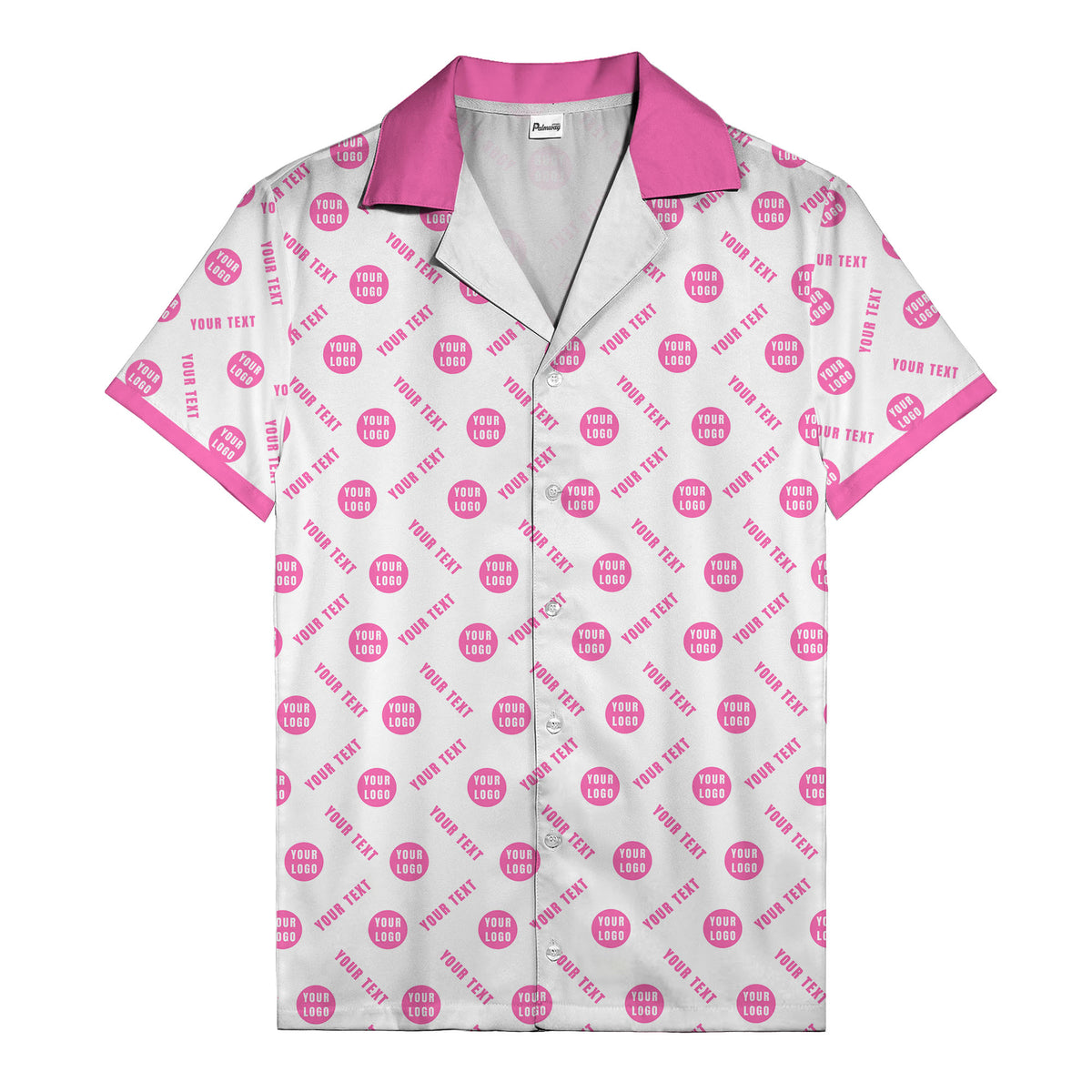 black custom logo circles text white hawaiian shirt