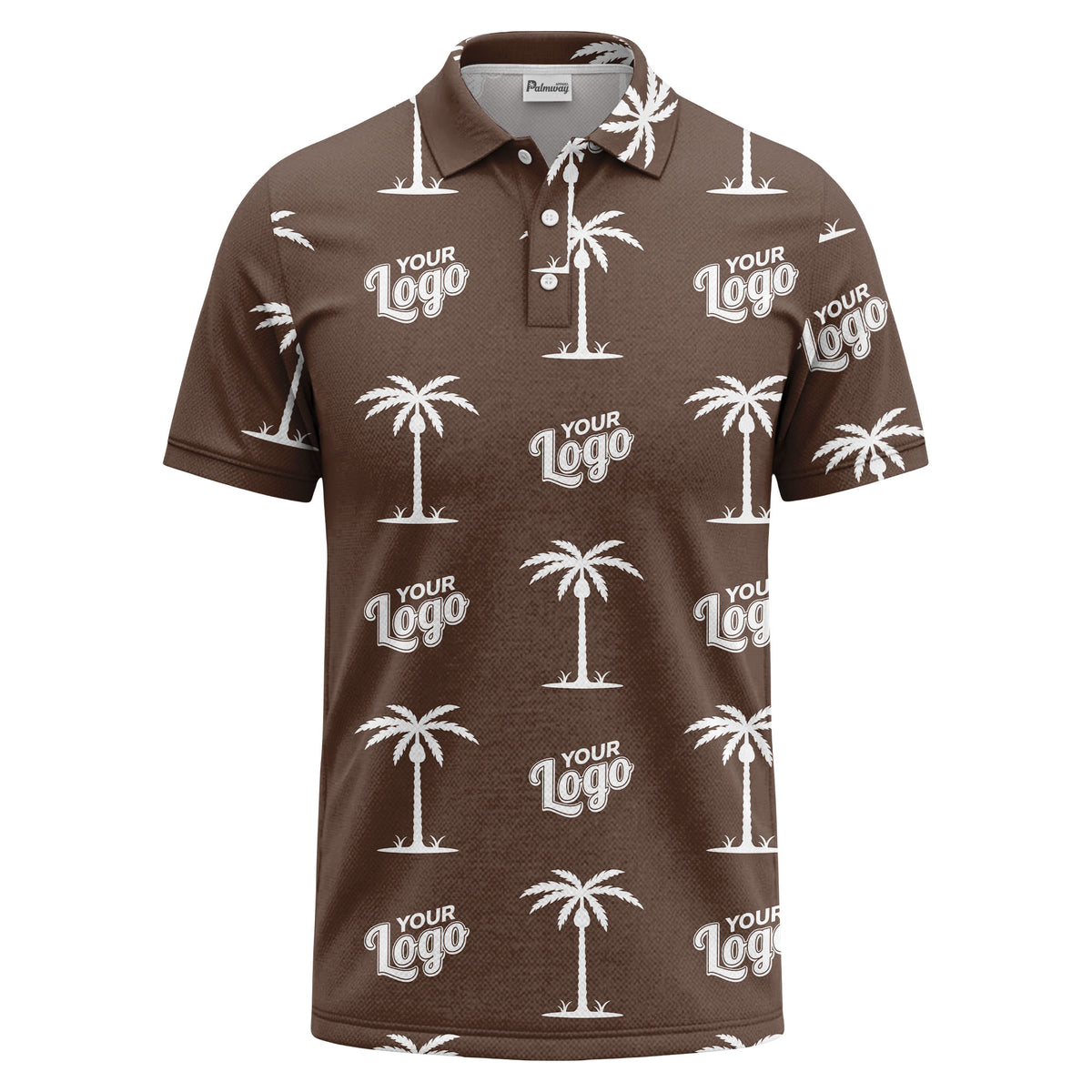 black gold palm trees & customizable logos graphic polo shirt
